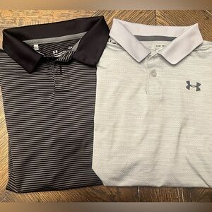 Boys Under Armour Youth Large Golf Shirt Polos Set of Two Black & Gray